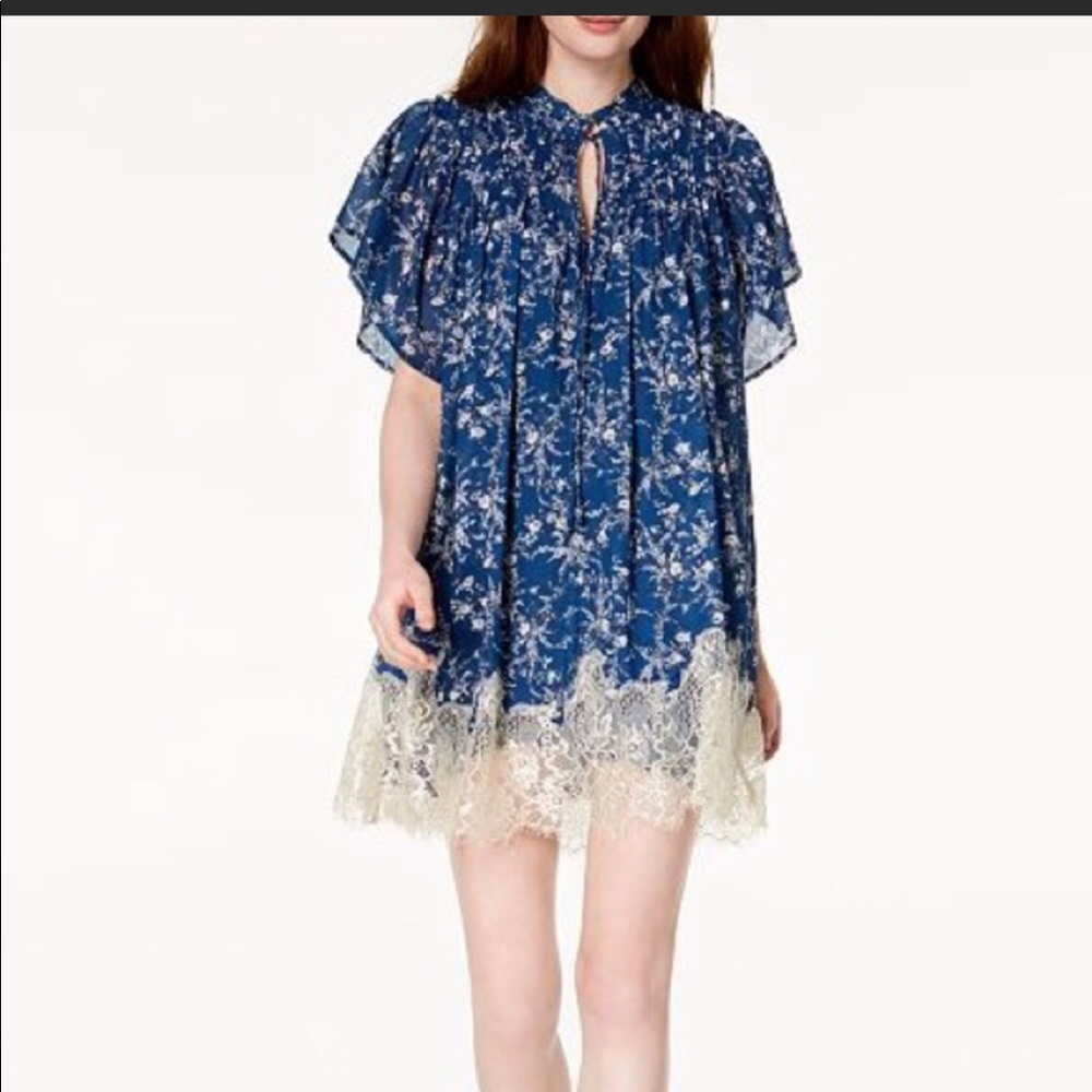 Free People Navy Marigold Mini Dress